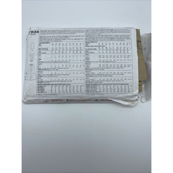 Simplicity Pattern 7935 Women's Size 6 8 10 Jessica McClintock Top Skirt Cut - Picture 3 of 6